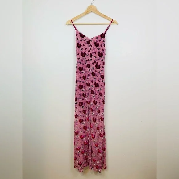 For Love & Lemons Love Marina Maxi Dress Sz XS Silk Blend Floral Fairy Romantic - Picture 1 of 15